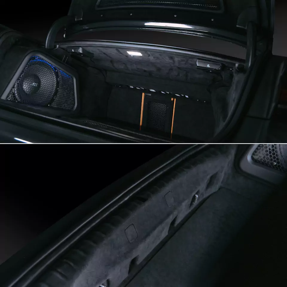 Построили новую акустическую систему для BMW M5 с дизайнерским оформлением багажника! Перешили в кожу салонный пластик, заламинировали карбоном зеркала, провели комплекс детейлинг-услуг